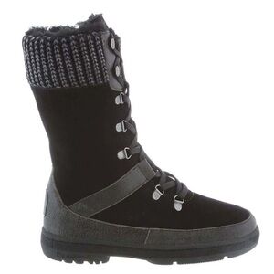 BearPaw - BEARPAW Serena Lace-Up Black and Gray Knit Winter Boot Women’s Size 10